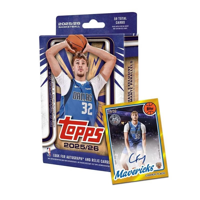 توبس 2025-2026 Topps NBA Basketball Trading Card Hanger Box 59 إجمالي البطاقات - Image 2